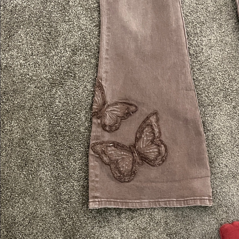Driftwood Butterfly Embroidered Flare Jeans - Picture 5 of 8